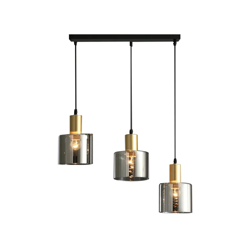 AuroraGlow Designer-Hängeleuchte | Schwarz mit Gold & Rauchglas | Elegante Beleuchtung