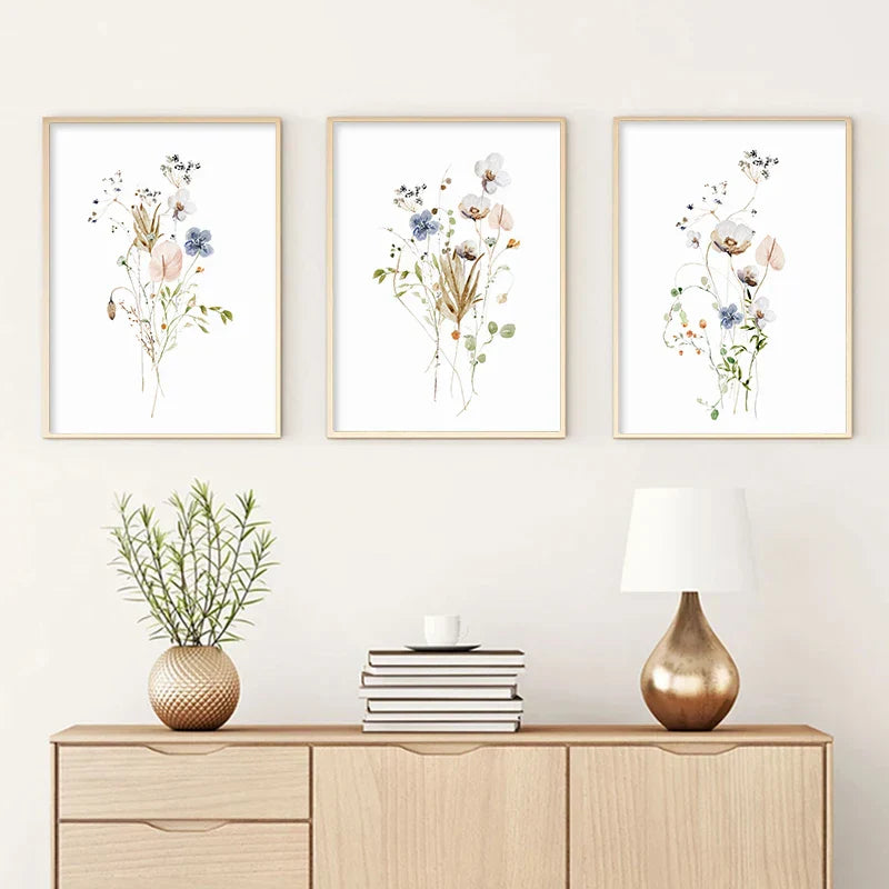 ArtisBloom Botanisches Aquarell Poster | Leinwanddruck mit Blumen & Blättern | Wandkunst für Wohnzimmer & Heimdekoration