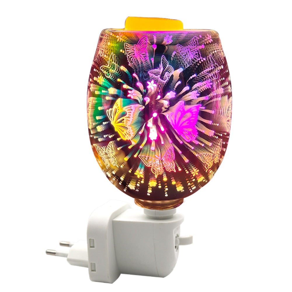 NovaMist 3D Glas Wachsschmelzer | Elektrische Duftlampe mit Glasschale | Aromatherapie & Raumduft | Schmetterlings-Design