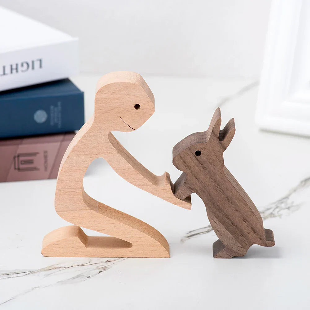 WoodPaw Nordische Hundeskulptur aus Holz | Handgefertigte Tierfigur | Minimalistische Dekoration | Zeitloses Design