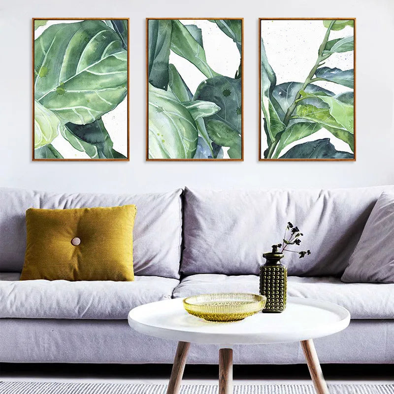 GreenLuxe Moderne Nordische Pflanzenleinwand | Leinwandbild | Wandkunst | Deko für Zuhause