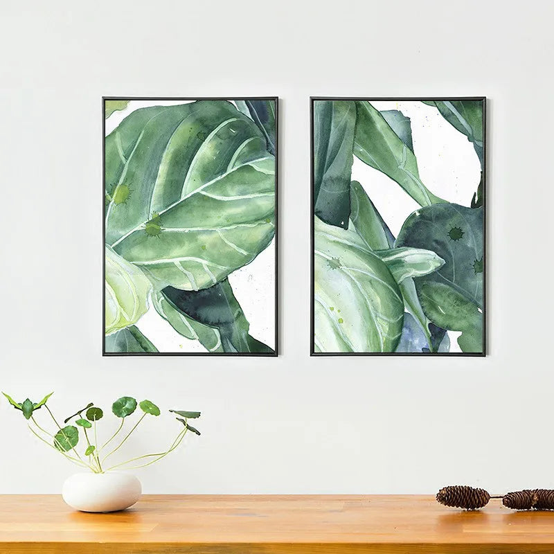 GreenLuxe Moderne Nordische Pflanzenleinwand | Leinwandbild | Wandkunst | Deko für Zuhause