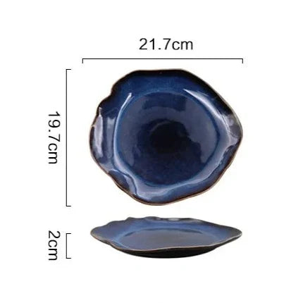 TerraViva Laguna Teller Set | 4-teiliges Keramik-Set | Handgefertigte Design-Teller