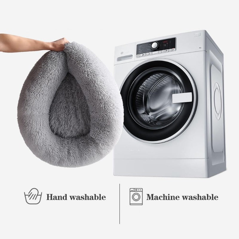 PawNest Beruhigendes Donut-Katzenbett | Rundes Plüsch Nest | Stresslindernd & Gemütlich | Perfekt für Katzen & kleine Hunde