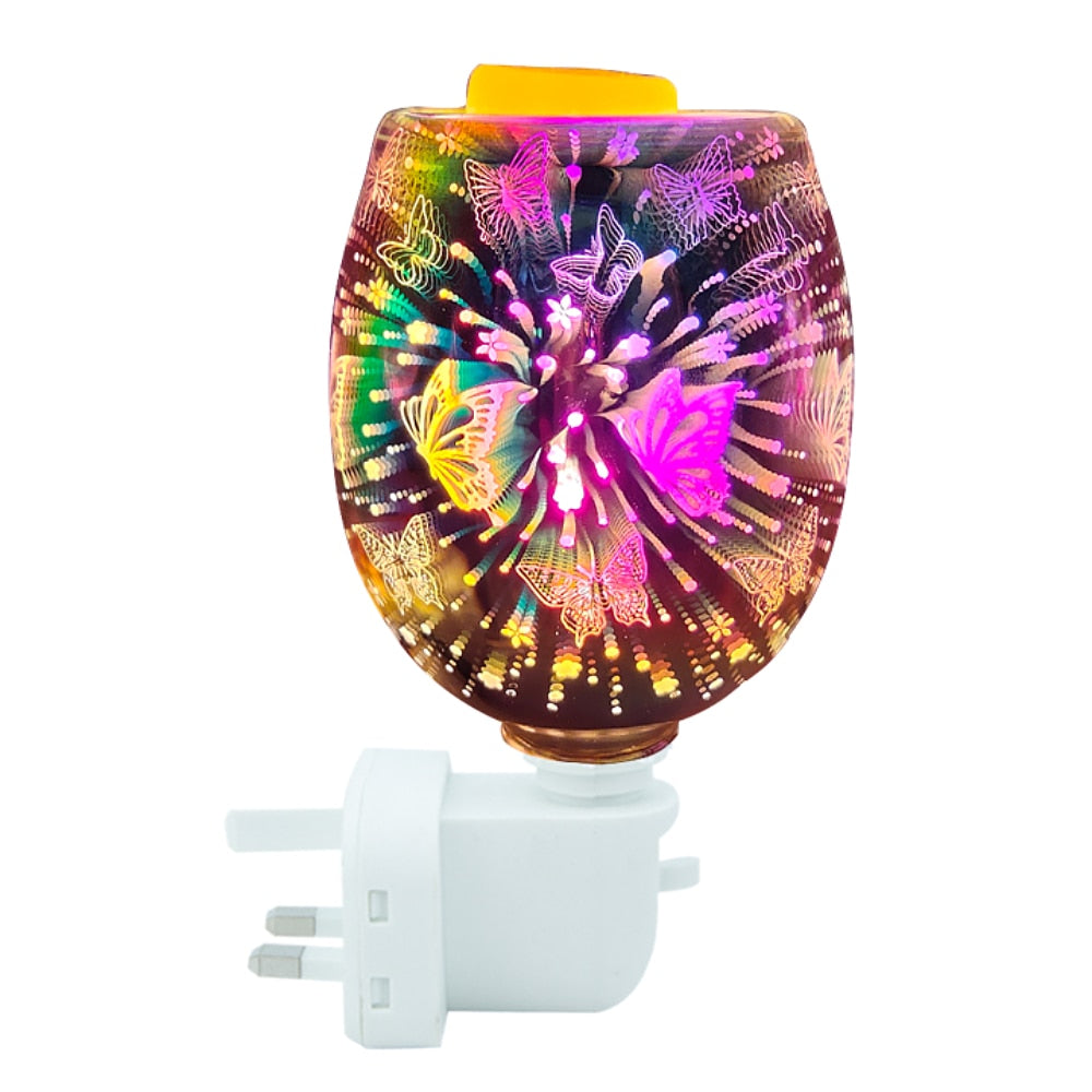 NovaMist 3D Glas Wachsschmelzer | Elektrische Duftlampe mit Glasschale | Aromatherapie & Raumduft | Schmetterlings-Design