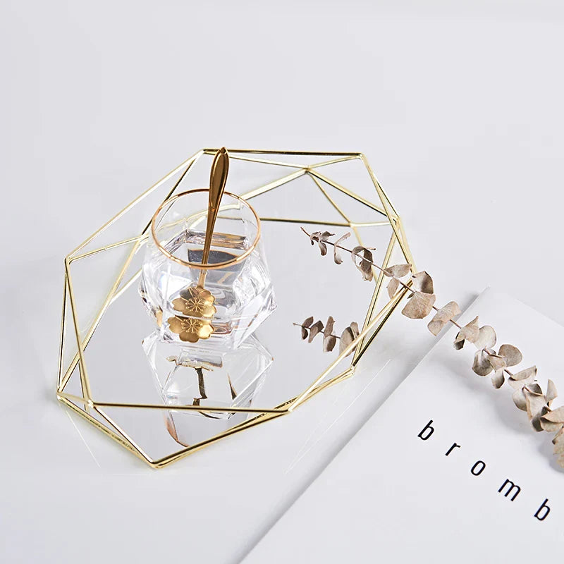 Glasify Polygon Glas Tablett | Geometrisches Design | Elegantes Zuhause-Dekor