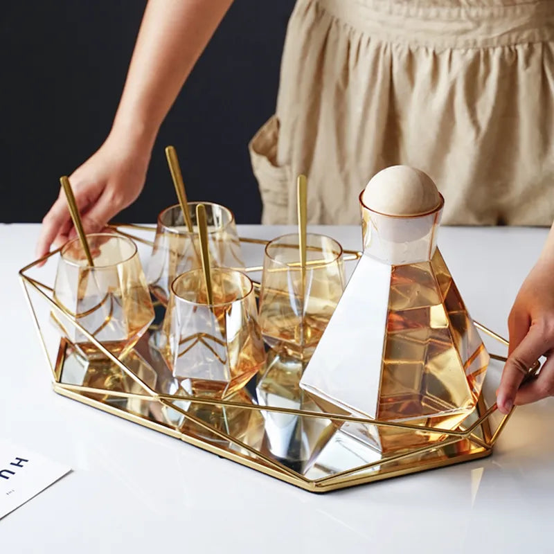 Glasify Polygon Glas Tablett | Geometrisches Design | Elegantes Zuhause-Dekor