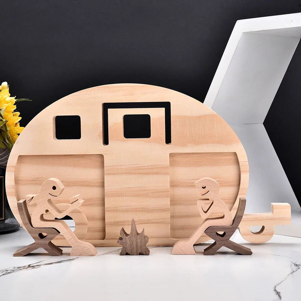 WoodPaw Nordische Hundeskulptur aus Holz | Handgefertigte Tierfigur | Minimalistische Dekoration | Zeitloses Design