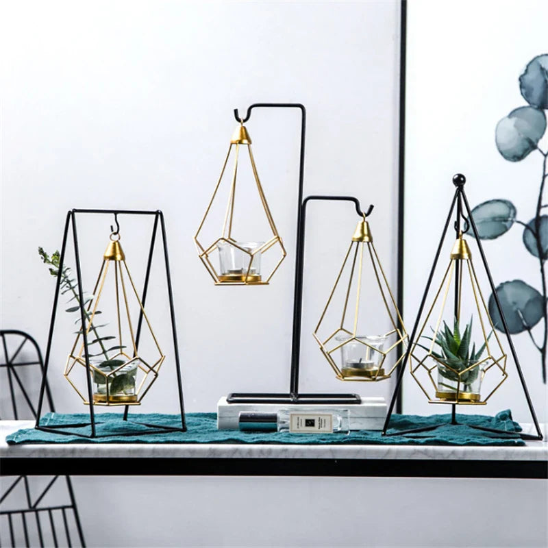 LustraDiamond Hängender Kerzenhalter | Geometrisches Design | Eleganz für Innen- & Außendekoration