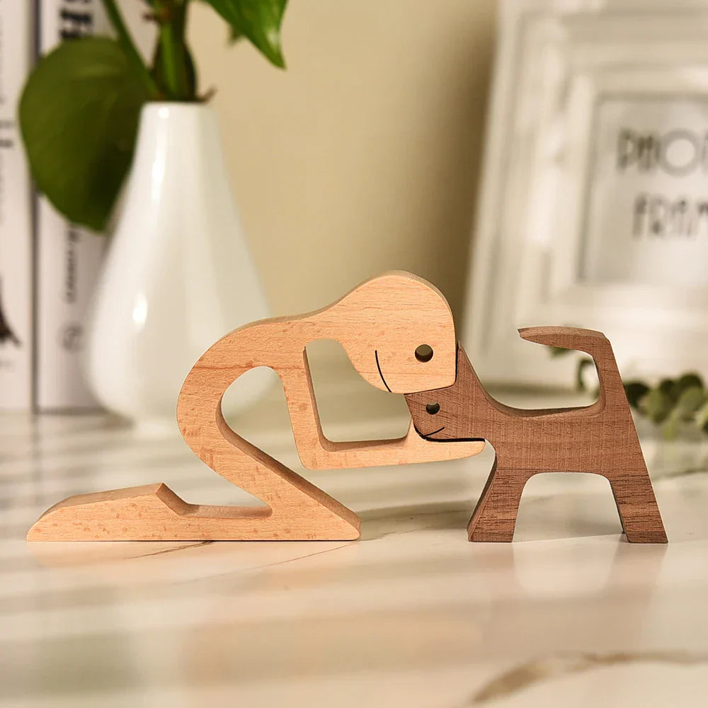 WoodPaw Nordische Hundeskulptur aus Holz | Handgefertigte Tierfigur | Minimalistische Dekoration | Zeitloses Design