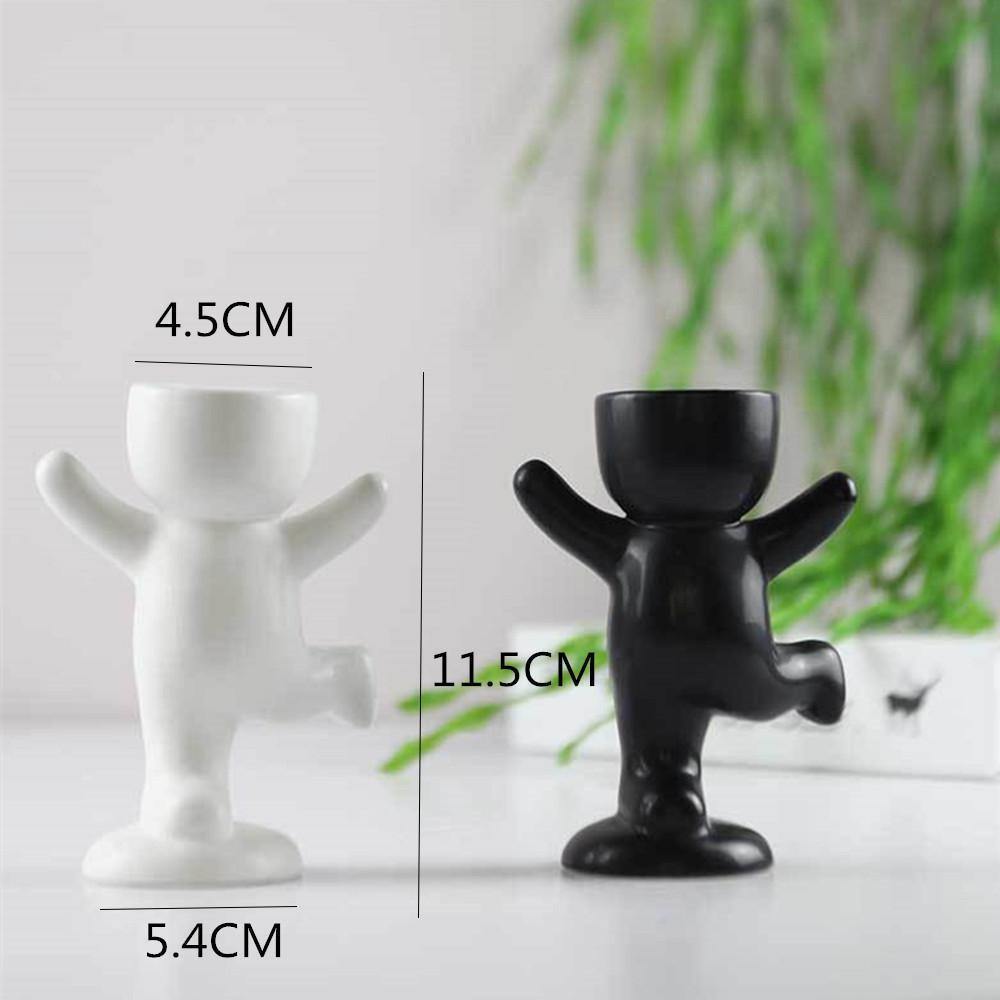 MiniMensch Keramik Sukkulenten Pflanztopf | Verspielte Figur Deko | Handgefertigter Pflanzentopf für Zuhause