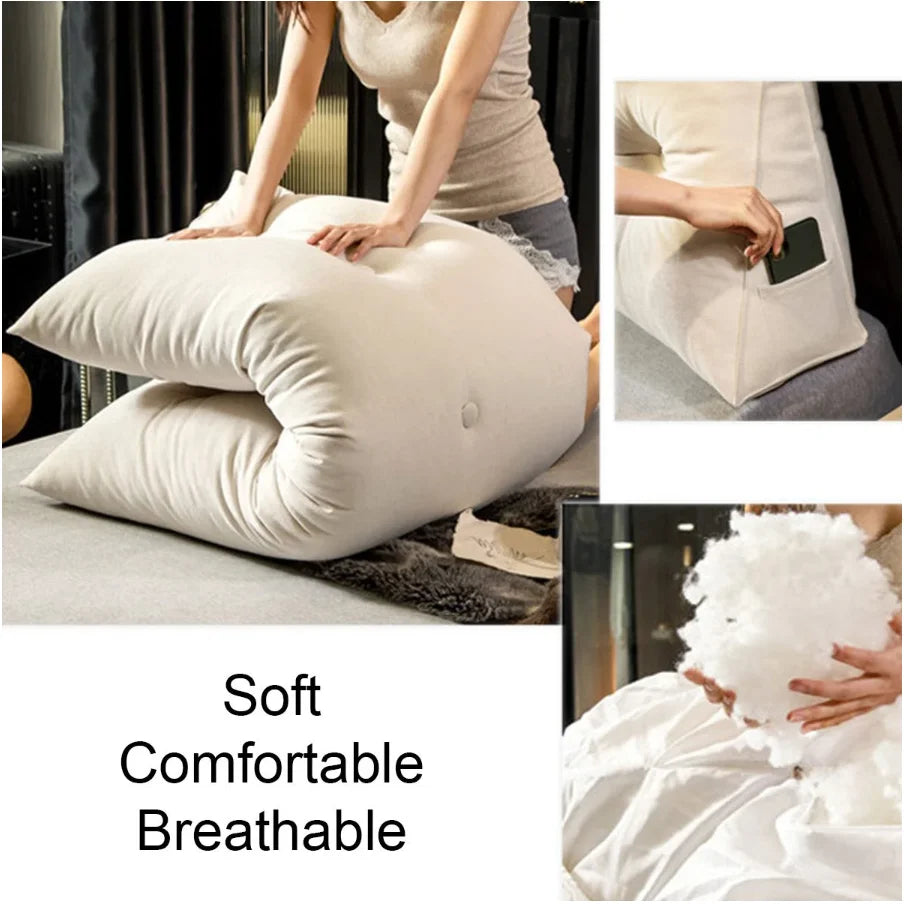 RelaxTri Luxe Dreieckskissen | Ergonomisches Kopfstützenkissen | Weiches Lesekissen & Dekokissen für Bett & Sofa