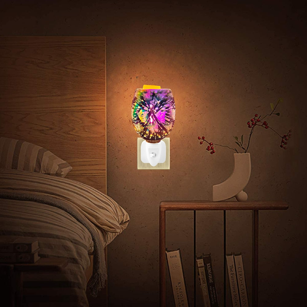NovaMist 3D Glas Wachsschmelzer | Elektrische Duftlampe mit Glasschale | Aromatherapie & Raumduft | Schmetterlings-Design