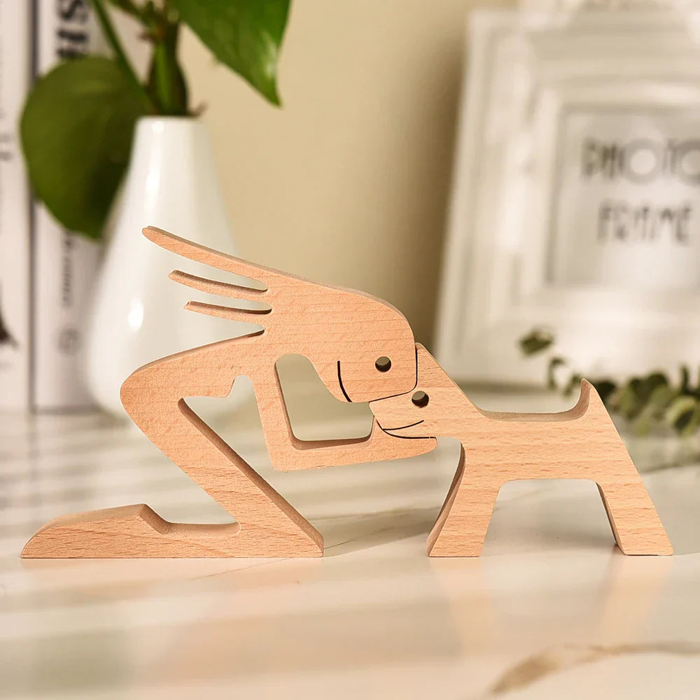 WoodPaw Nordische Hundeskulptur aus Holz | Handgefertigte Tierfigur | Minimalistische Dekoration | Zeitloses Design