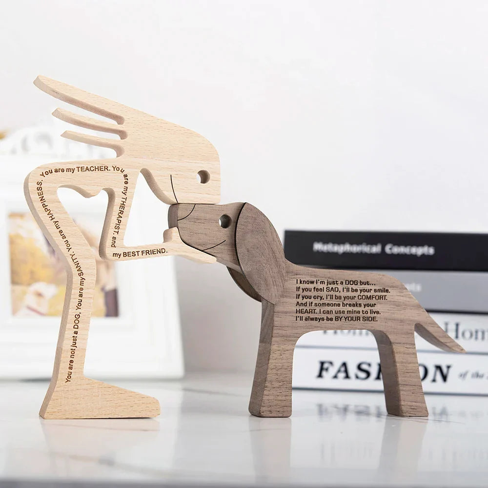 WoodPaw Nordische Hundeskulptur aus Holz | Handgefertigte Tierfigur | Minimalistische Dekoration | Zeitloses Design