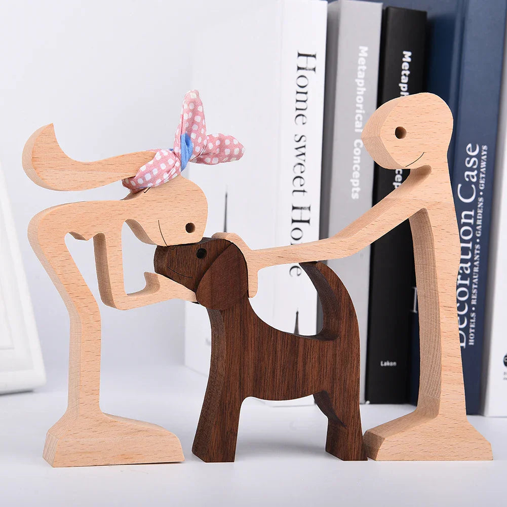 WoodPaw Nordische Hundeskulptur aus Holz | Handgefertigte Tierfigur | Minimalistische Dekoration | Zeitloses Design