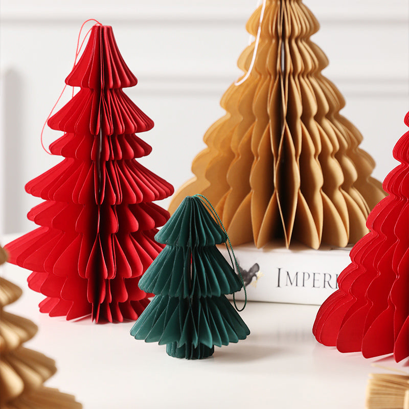 HollyFold Honigwaben Weihnachtsbaum | Faltbarer Papierbaum | Weihnachtsdeko | Umweltfreundlich | Tisch- & Raumdekoration