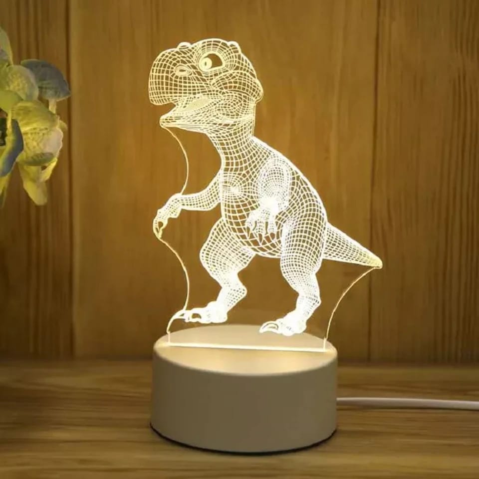 DinoLume 3D Acryl LED Nachtlicht | Baby-Dinosaurier | USB Lampe für Kinderzimmer, Geschenke & Dekoration
