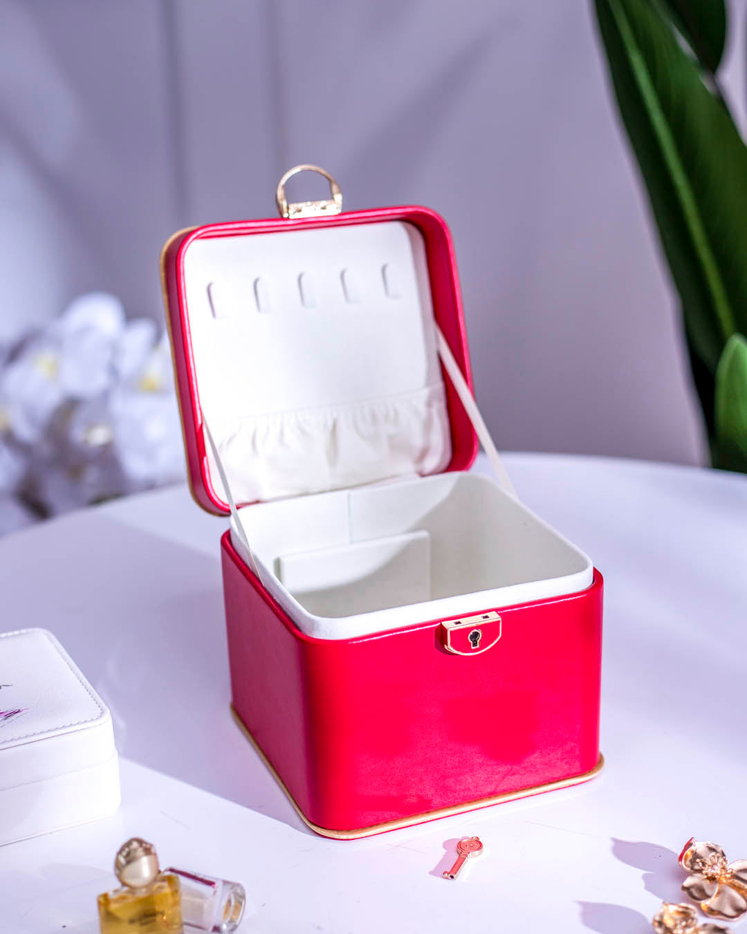 Travelluxe Reise Schmuckkästchen | Kompakte Schmuckaufbewahrung | Hochwertiges Design | Rot