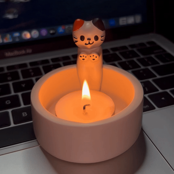 PurrGlow Kätzchen Kerzenhalter | Niedliche Katzen-Deko | Elegante Tischdekoration | Geschenkidee