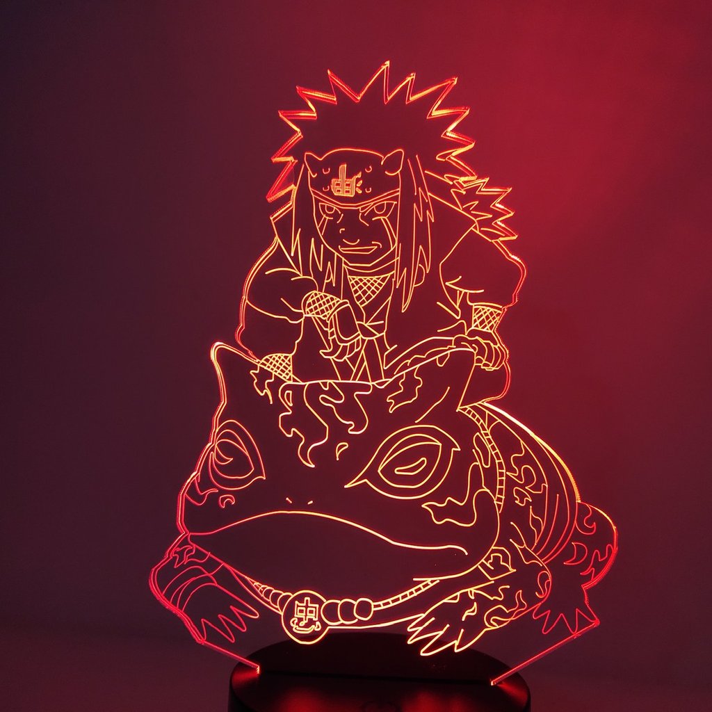 ShinoGlow 3D LED Lampe Naruto Jiraiya | Anime Nachtlicht | Stimmungslicht mit Farbwechsel | Dekoration für Kinderzimmer & Fans