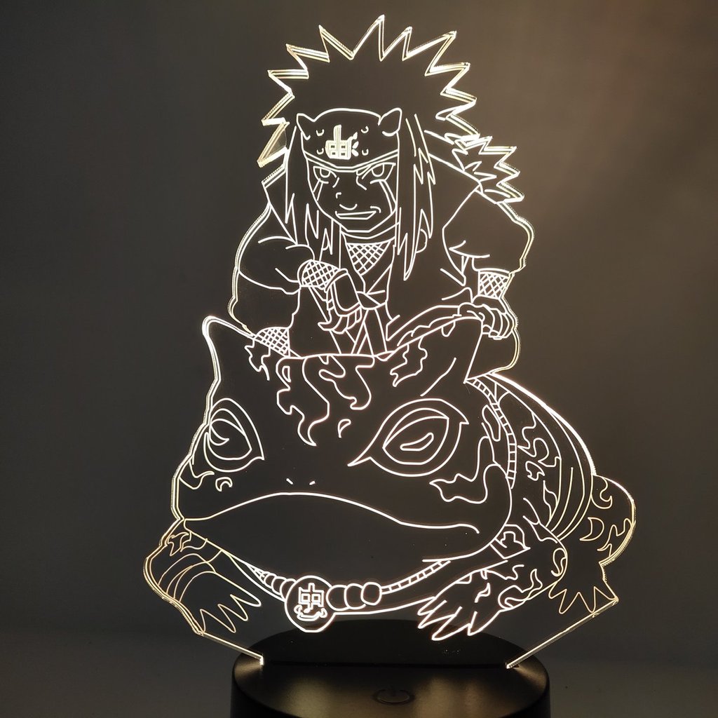 ShinoGlow 3D LED Lampe Naruto Jiraiya | Anime Nachtlicht | Stimmungslicht mit Farbwechsel | Dekoration für Kinderzimmer & Fans