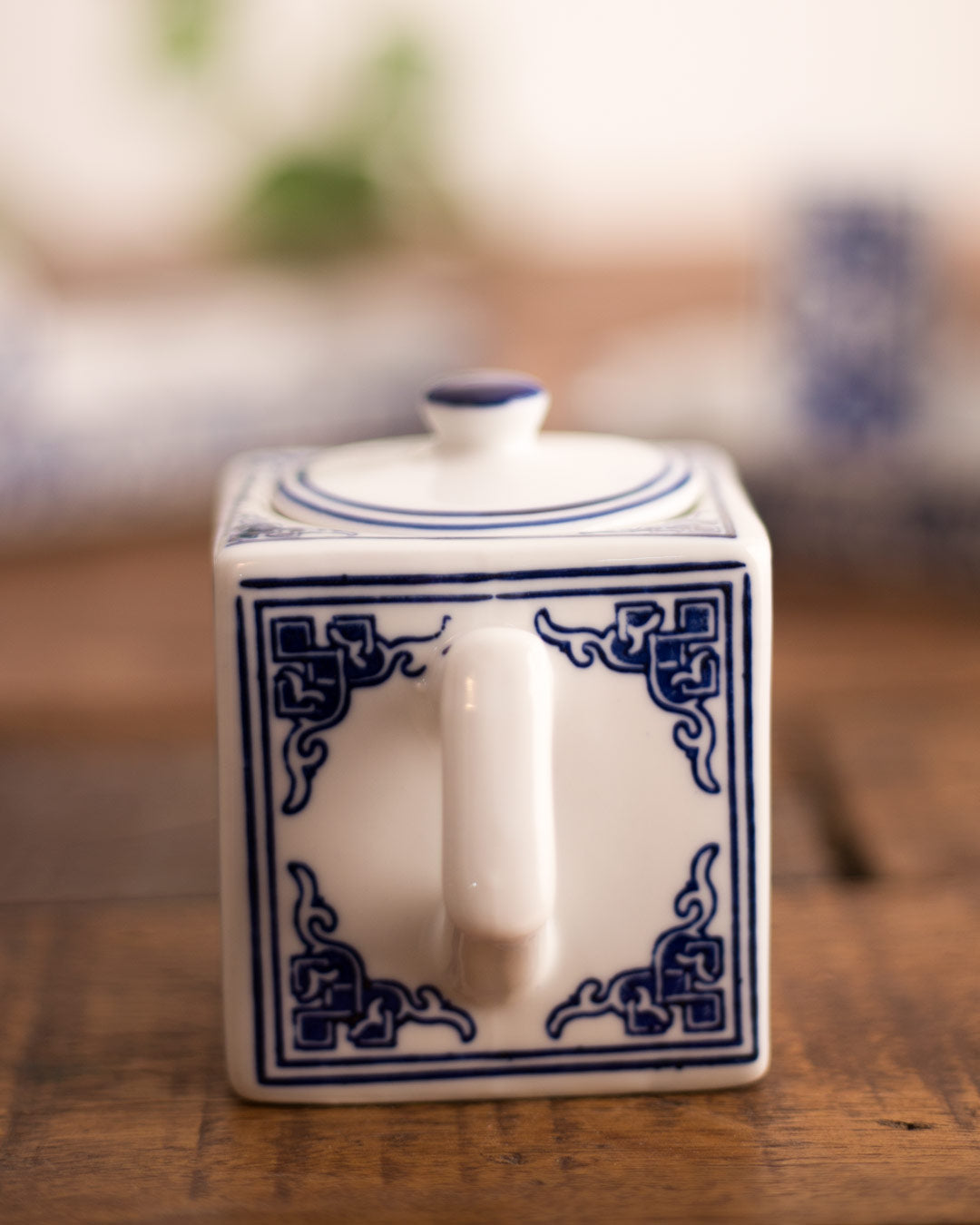 Essivio Vintage Essigtopf | Blau-Weiß Design | Quadratisch | Hochwertige Keramik | Dekorative Aufbewahrung