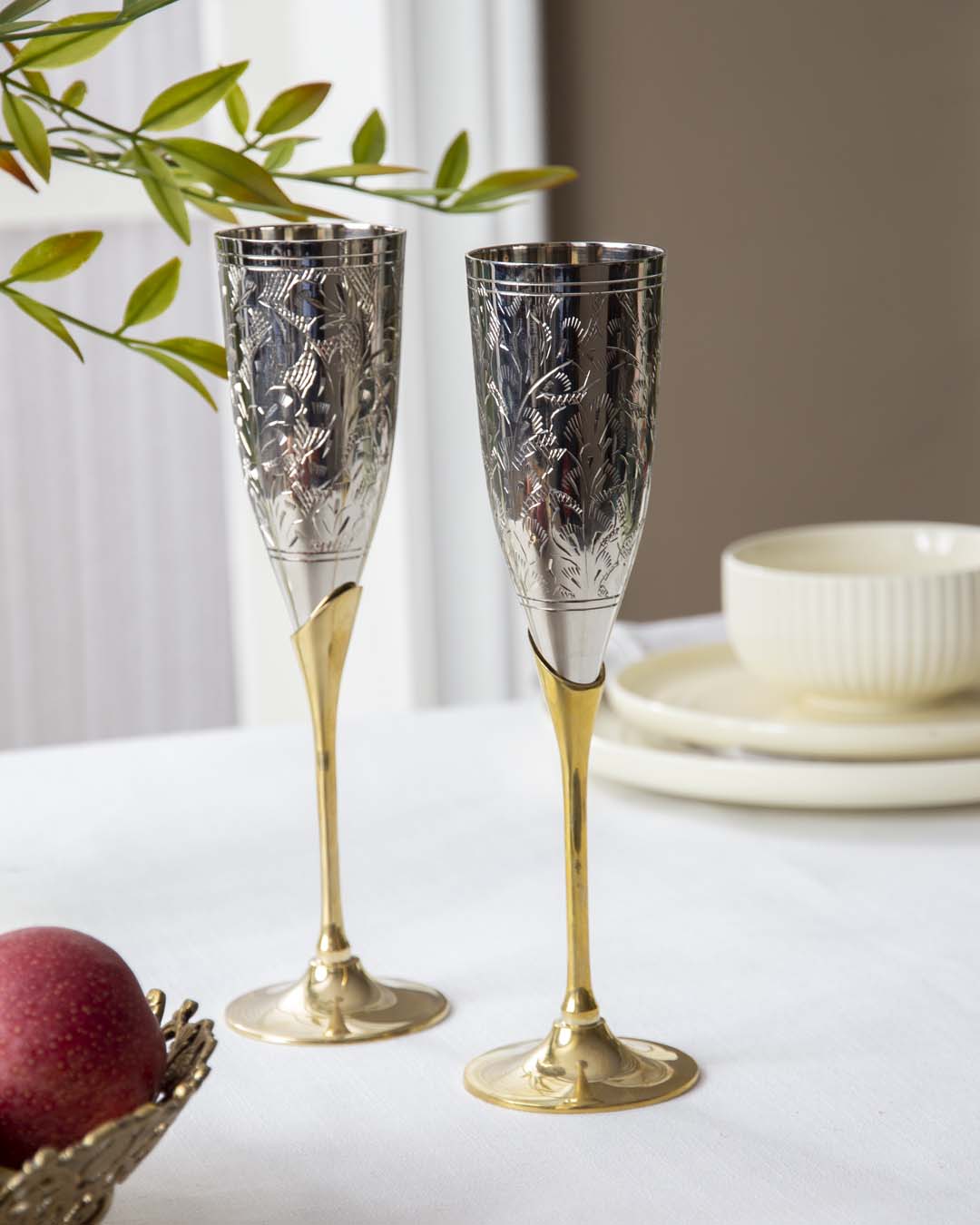 CrystalChant Champagnergläser Set | Elegantes Design | Handgefertigt | 2er-Set