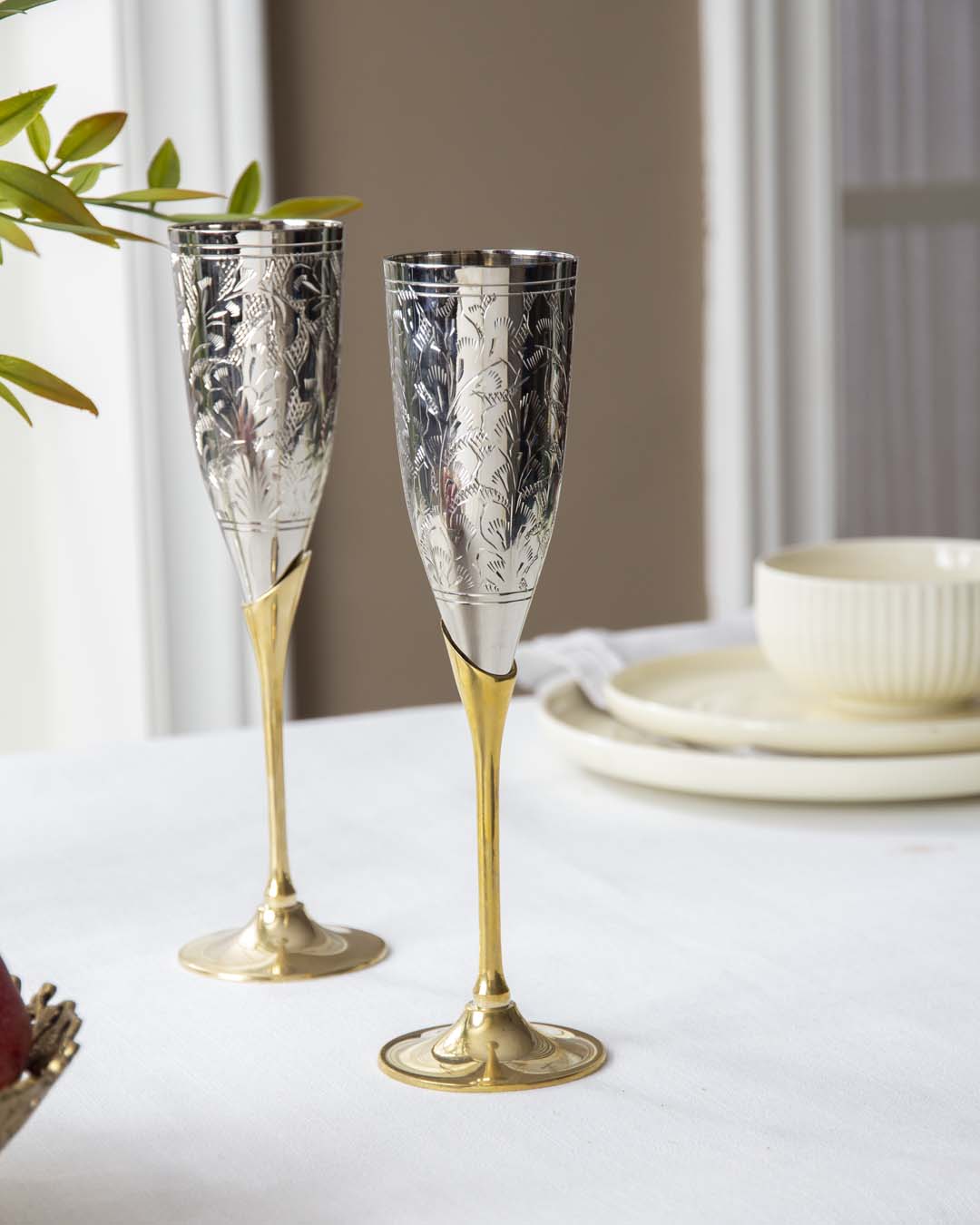 CrystalChant Champagnergläser Set | Elegantes Design | Handgefertigt | 2er-Set