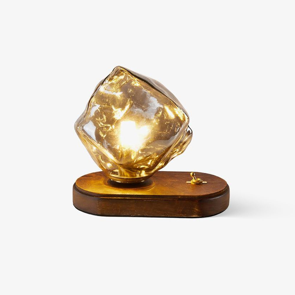 Glacivale Eisstein Glas Tischlampe | Modernes Design | Stimmungslicht | Elegante Dekoration für Wohnzimmer und Schlafzimmer