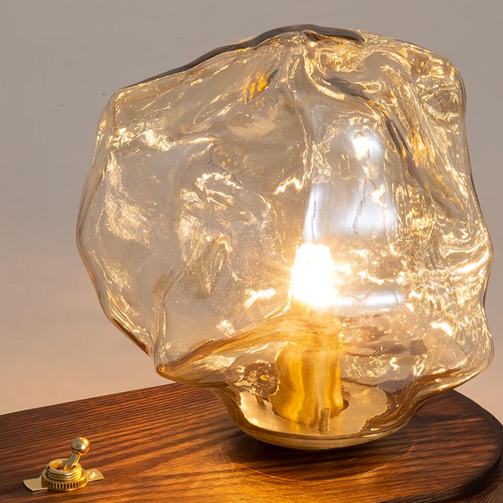 Glacivale Eisstein Glas Tischlampe | Modernes Design | Stimmungslicht | Elegante Dekoration für Wohnzimmer und Schlafzimmer
