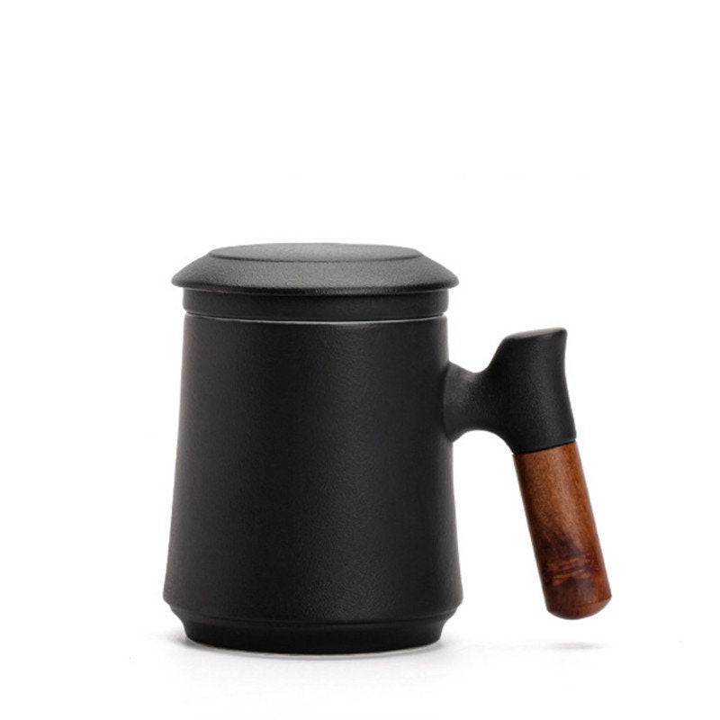 Japanische Keramische Teetasse Set mit Sieb und Deckel Handgemacht