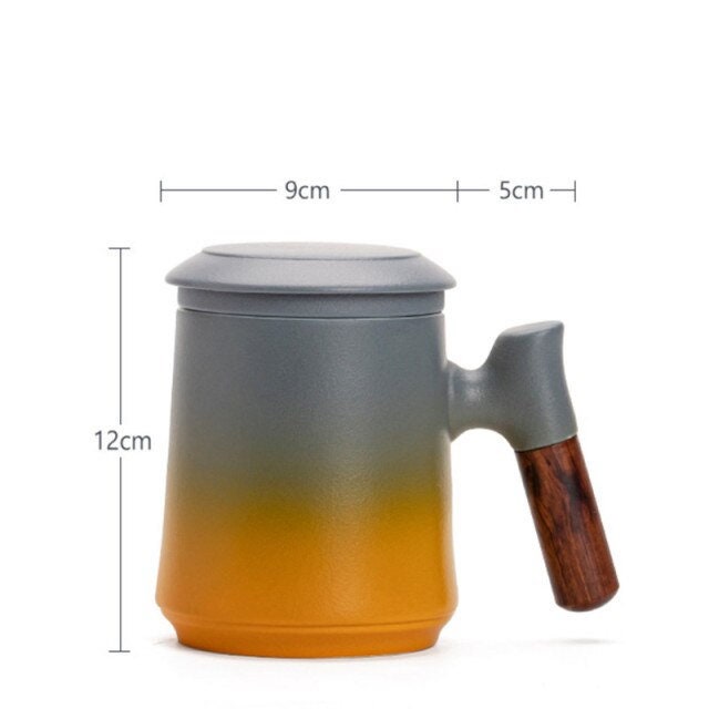 Japanische Keramische Teetasse Set mit Sieb und Deckel Handgemacht