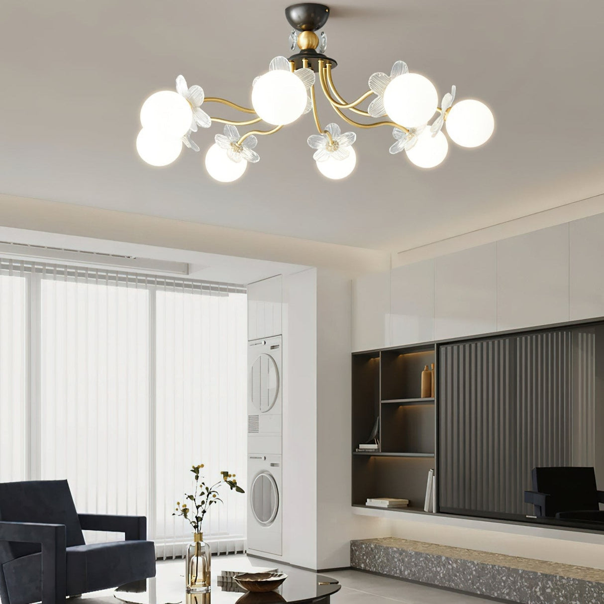 Florialis Blossom Flower Glas-Kronleuchter | Elegantes Blütendesign | Luxuriöse Beleuchtung für Zuhause