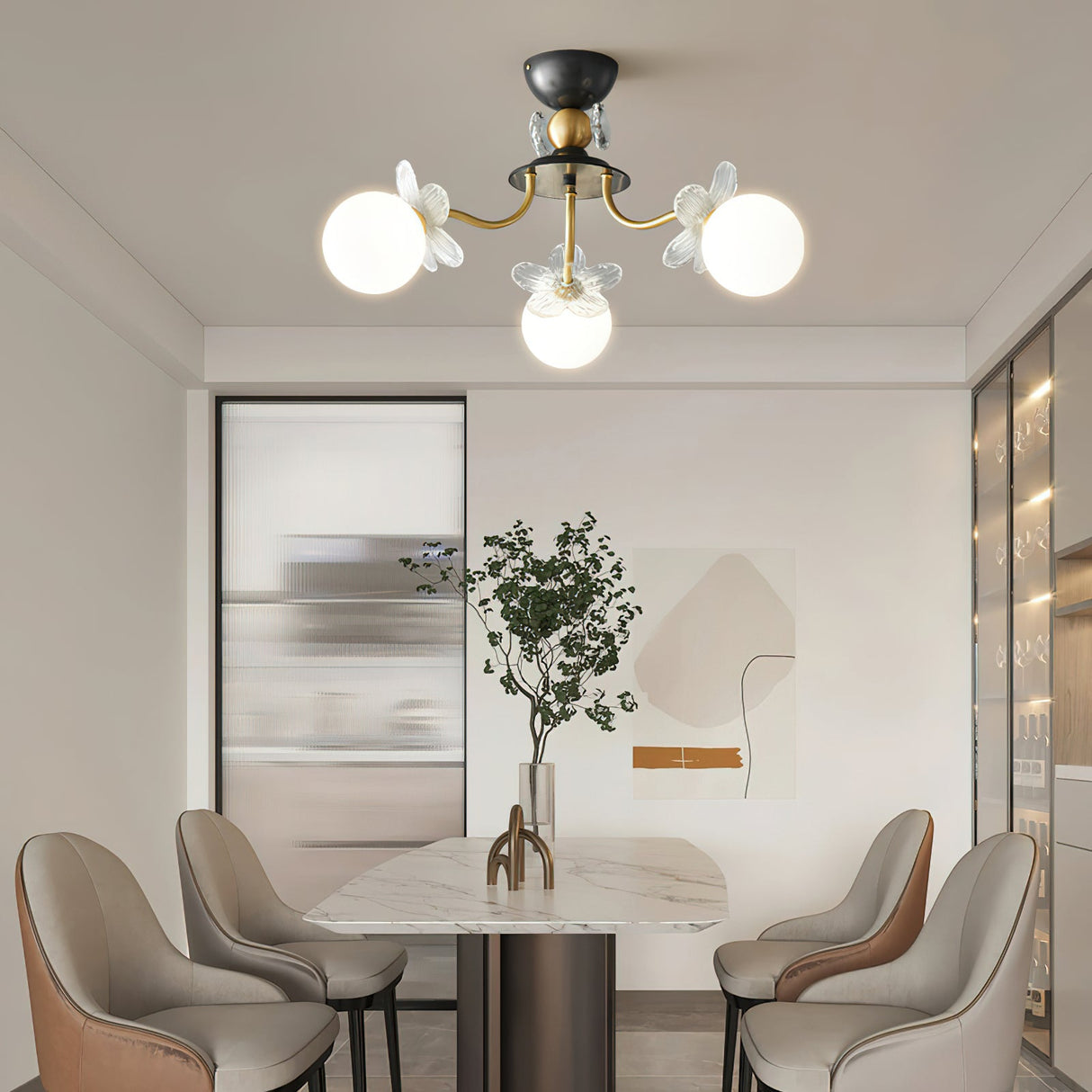 Florialis Blossom Flower Glas-Kronleuchter | Elegantes Blütendesign | Luxuriöse Beleuchtung für Zuhause