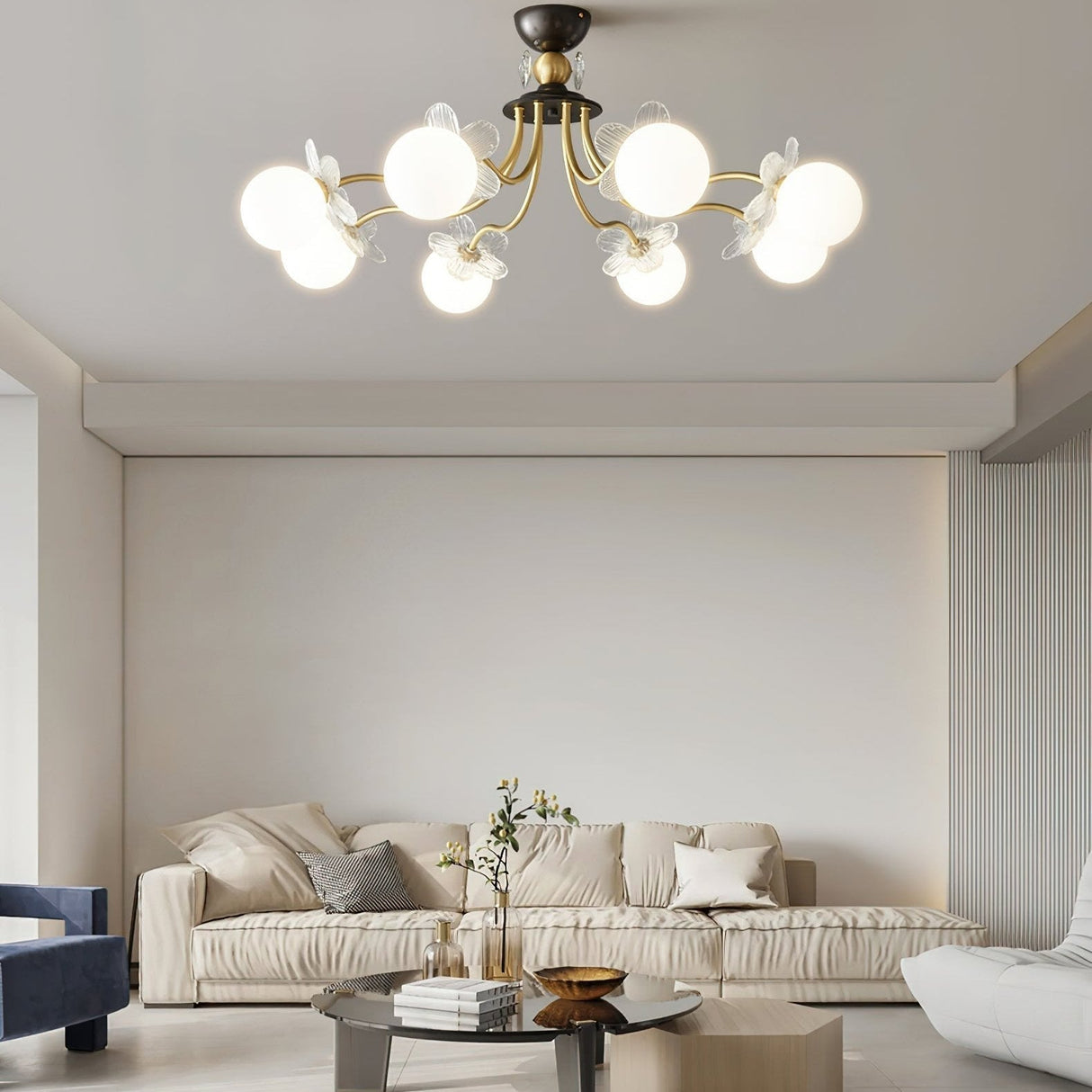 Florialis Blossom Flower Glas-Kronleuchter | Elegantes Blütendesign | Luxuriöse Beleuchtung für Zuhause