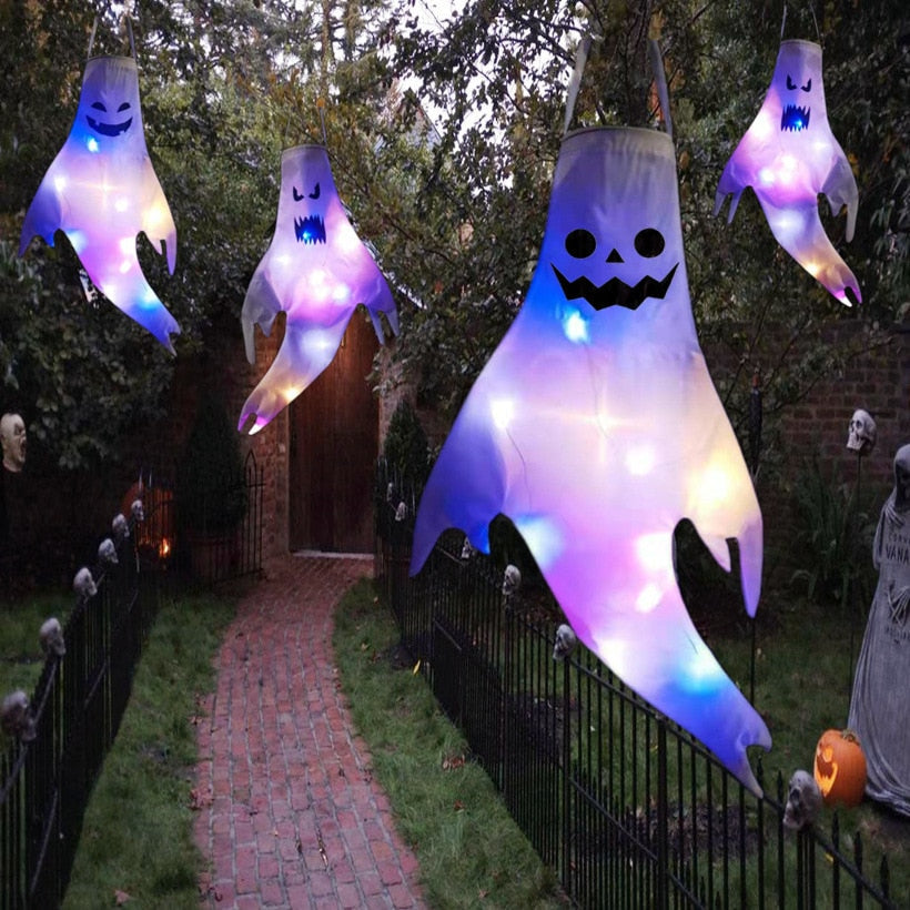 SpookGlow LED Halloween Dekoration | Hängender Geist | Partydeko | Indoor & Outdoor | Gruselige Lampe