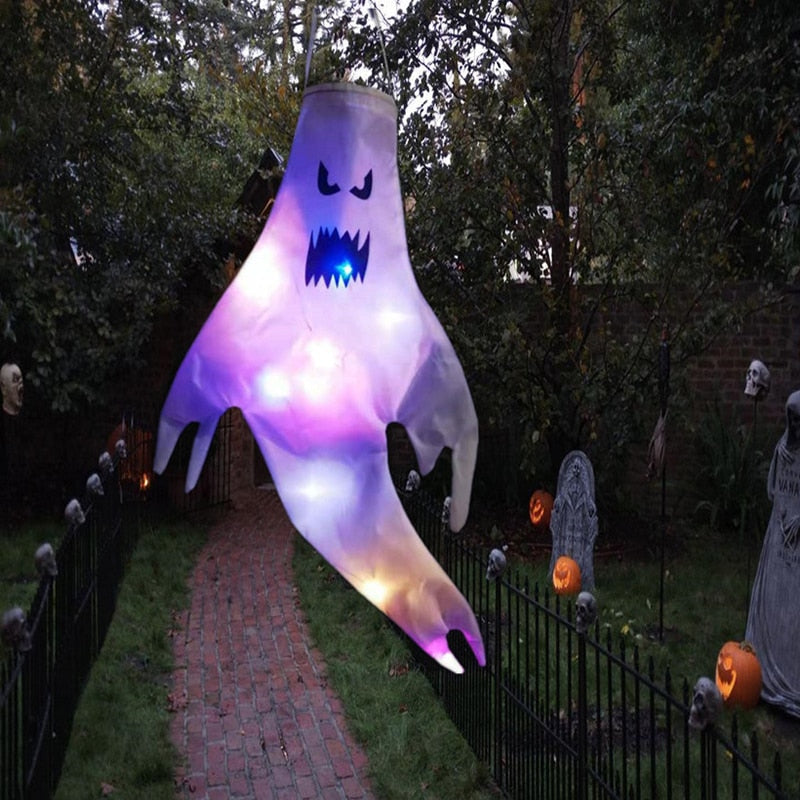 SpookGlow LED Halloween Dekoration | Hängender Geist | Partydeko | Indoor & Outdoor | Gruselige Lampe