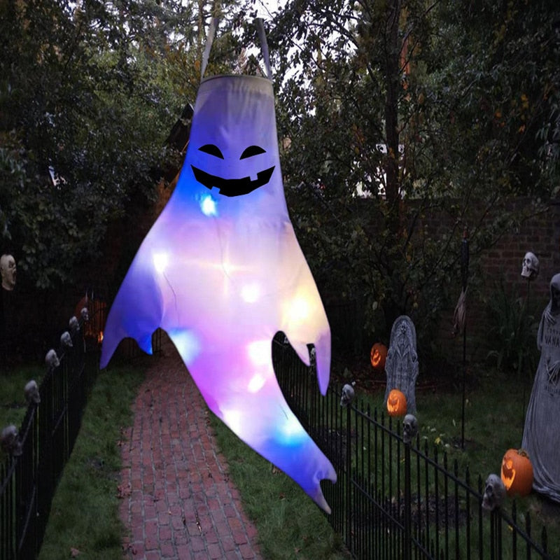 SpookGlow LED Halloween Dekoration | Hängender Geist | Partydeko | Indoor & Outdoor | Gruselige Lampe