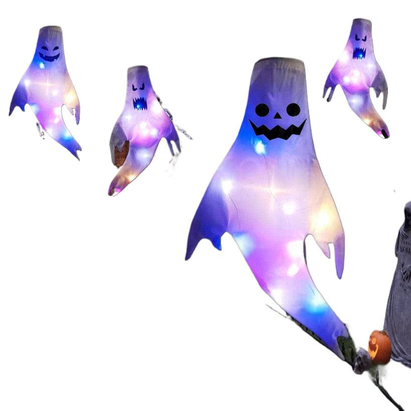 SpookGlow LED Halloween Dekoration | Hängender Geist | Partydeko | Indoor & Outdoor | Gruselige Lampe