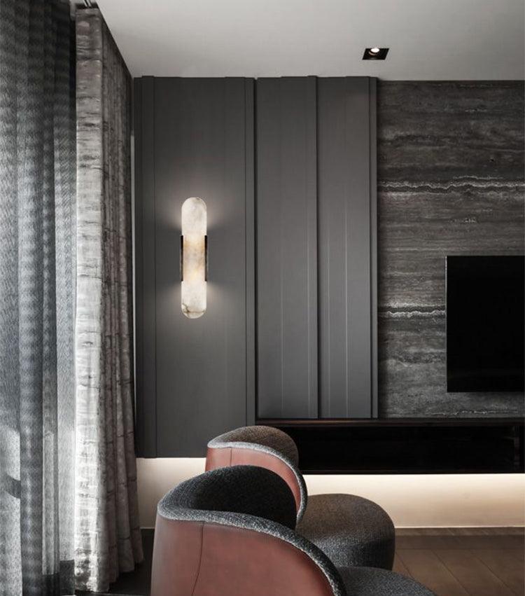 LumaSerene Langgestreckte Alabaster Wandleuchte | Modernes Design | Elegante Beleuchtung | Energieeffizient