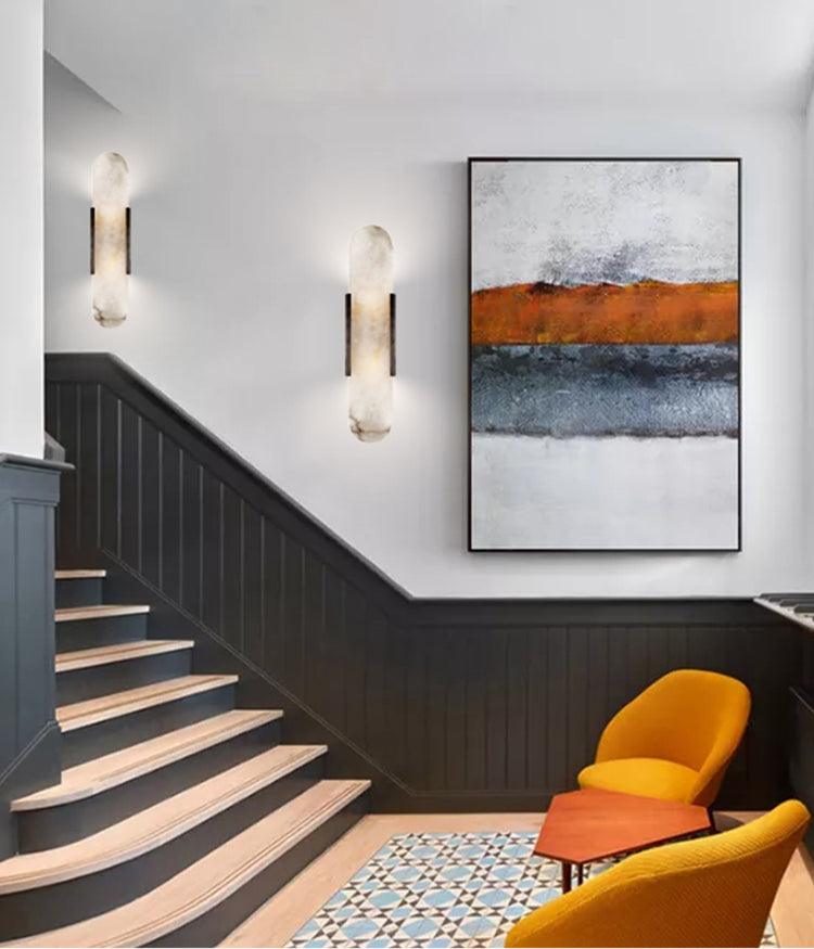 LumaSerene Langgestreckte Alabaster Wandleuchte | Modernes Design | Elegante Beleuchtung | Energieeffizient