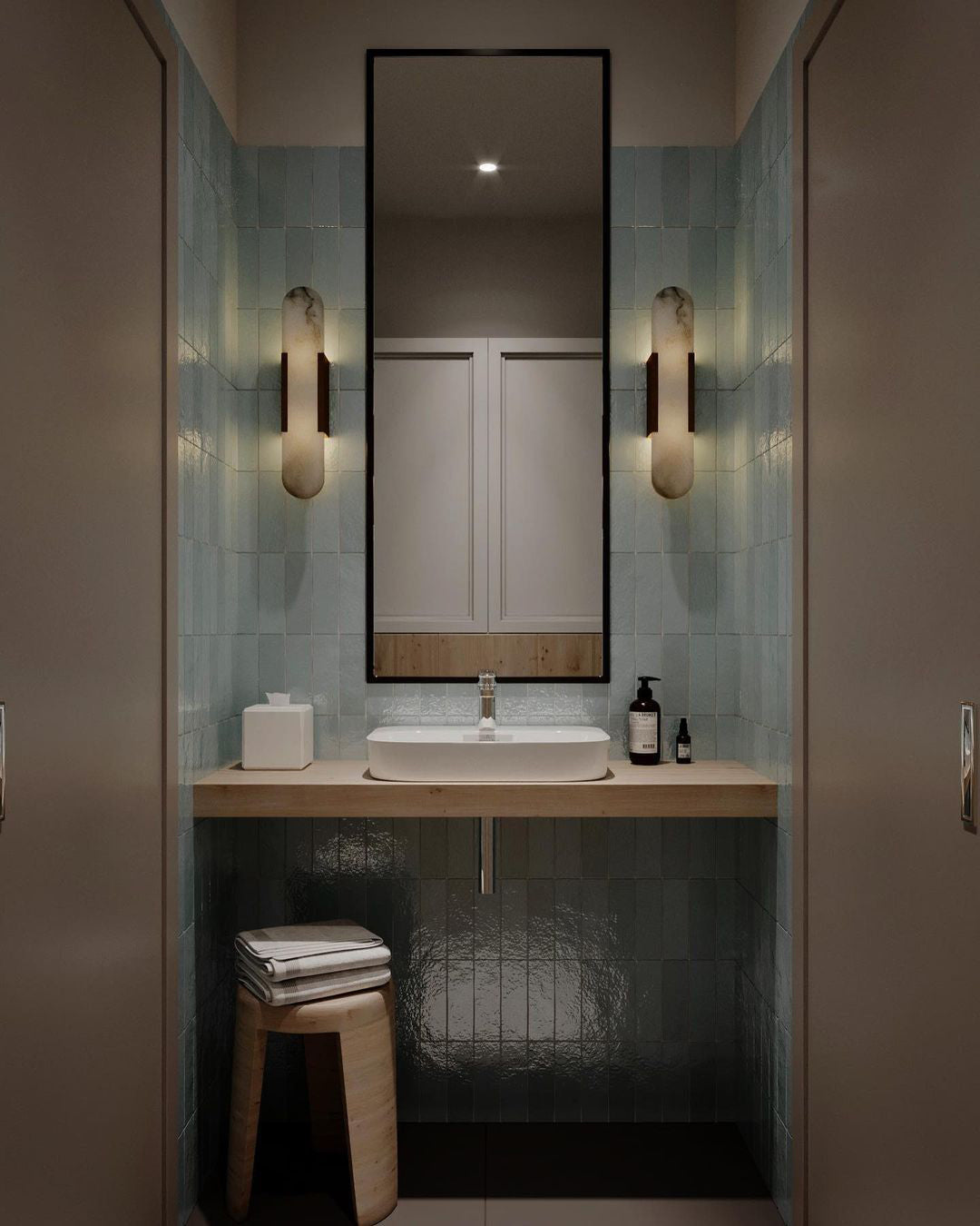 LumaSerene Langgestreckte Alabaster Wandleuchte | Modernes Design | Elegante Beleuchtung | Energieeffizient