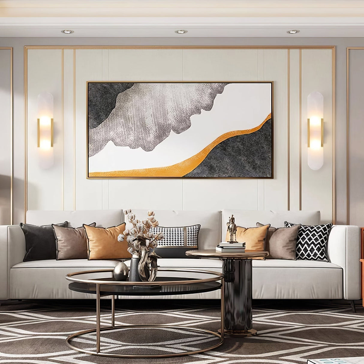 LumaSerene Langgestreckte Alabaster Wandleuchte | Modernes Design | Elegante Beleuchtung | Energieeffizient