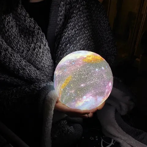 CelestiGlow Galaxy Moon Lamp | 3D-Druck LED Mondlampe | Farbwechsel | Touch & USB-Aufladung | Stimmungslicht für Zuhause