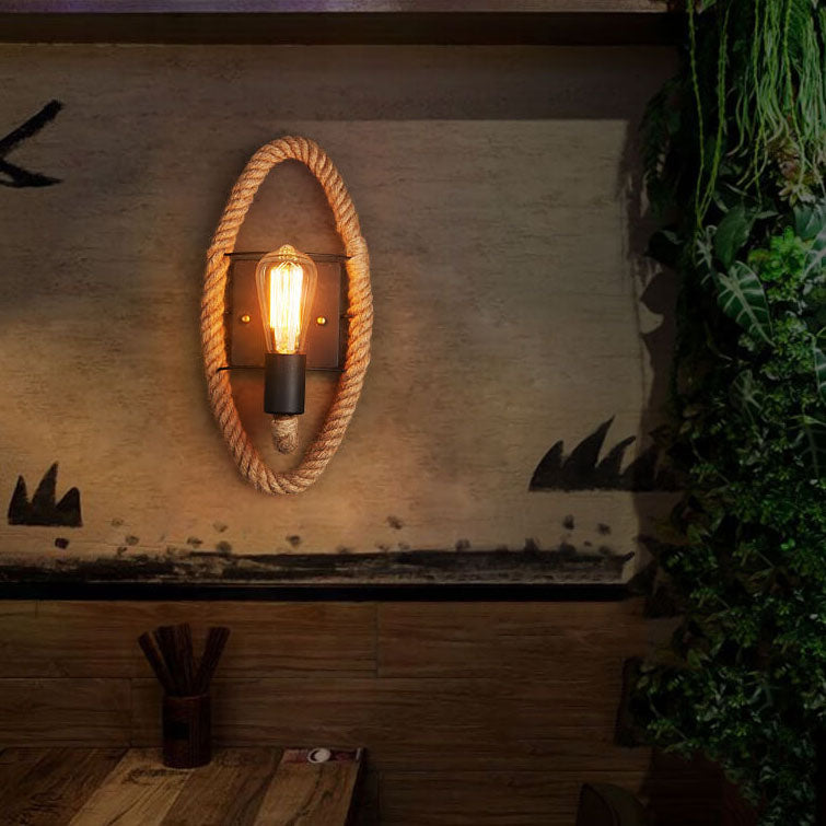 RusticGlow Seil-Wandleuchte | Vintage Stil | Hanfseil-Lampendesign | Einzigartige Dekoration | Umweltfreundliche Wandlampe