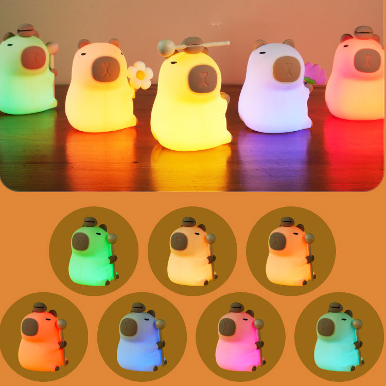 CappyGlow 2024 Capybara Silikon Nachttischlampe | Squishy & Kinderfreundlich | Perfektes Geschenk für Kinder und Mädchen