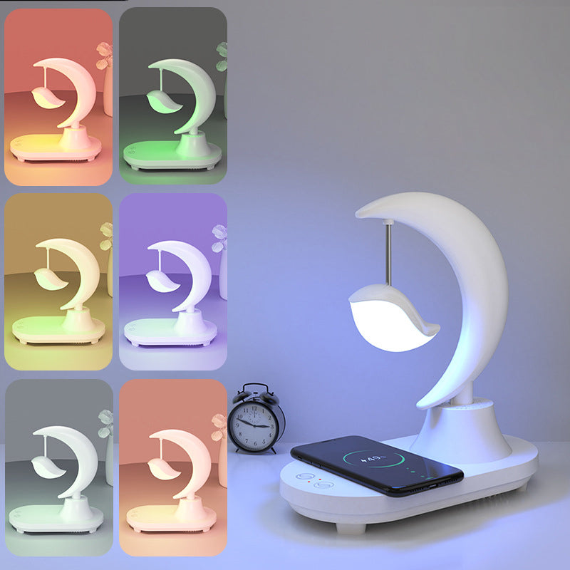 LunaSound Bluetooth Lautsprecher & Nachttischlampe | Kabellos | Moon-Shaped LED Tischlampe | Stilvolle Deko für Zuhause