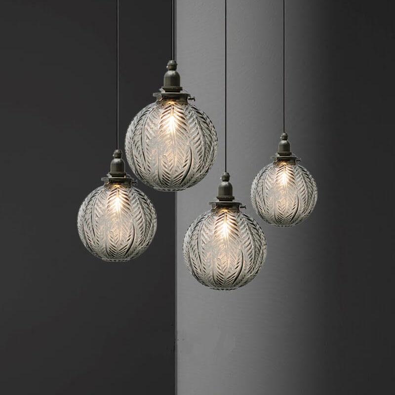 LotuSphere Retro Glas Pendelleuchte | Elegantes Design | Lotus-Struktur | Dekoratives Licht
