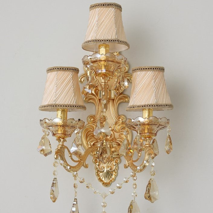 CandeLuxe Europäisches Kristall Wandkandelaber | 3-Flammig | Luxus Wandlampe | Klassische Beleuchtung für Zuhause
